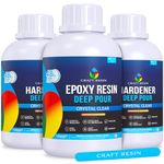 Craft Resin Deep Pour Epoxy Resin 1.5L Kit - 2" Pour Depths Crystal Clear Casting Resin for River Table, Mold, Flower and Wood - Bubble Free, Self-Leveling, Food Safe, Heat & UV Resistant