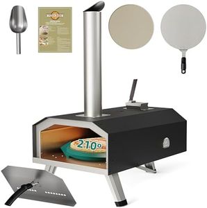 YTIAHOME Outdoor Wood Pellet Pizza Oven with Rotating, 12" Wood Fired Pizza Oven with Built-in Thermometer, Outside Pizza Stove with Peel, Stone and Recipes for Backyard Camp