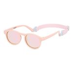 COCOSAND Toddler Baby Sunglasses with Strap Polarized Retro Round Frame for Kids Infant Girls Boys Age 0-2 Years Old, Pink