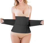 Moolida Postpartum Belly Band Abdominal Binder Belly Wrap C Section Recovery Belt Back Support Waist Shapewear Compression Wrap, Black, for Waistline 37"-49",XL