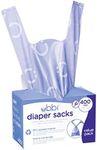 Ubbi Disposable Diaper Sacks, Lavender scented, Easy-To-Tie Tabs, Made with Recycled Material, To Use at Home or On-The-Go, 400 counts