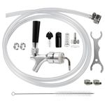 MRbrew Draft Beer Line Shank Faucet Kit, Stainless Core Beer Tap Self-Closing Spring Tap Wrench No Leak 3/16'' Brewing Tubing 1/4'' Keg Coupler Barb Fitting Hose Clamp Kegerator Tower Replacement Set