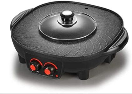 Grill and Hot Pot Multi Cooker Barbecue Pan Hot Pot 2in1 Electric Indoor Smokeless Electric BBQ Griddles Roast Plate Electric Grill Fast Heating (Color : Black)