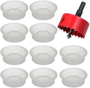 Hejo 10 Pezzi Passacavi Scrivania, Diametro 60 mm da Incastrare Copri Foro di Copertura per Organizzare Filo per Casa e Tavolo ddell’ufficio con 1 Sega a Tazza 60 mm Grigio