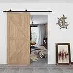 JUBEST 6.6FT Sliding Barn Door Hardware Kit Top Mounted, Smoothly and Quietly,for 36in-40in Wide Sliding Door Panel, Black Carbon Steel Flat Track System