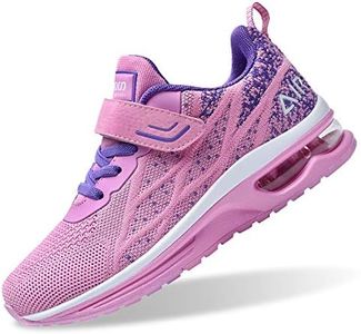 RomenSi Air Athletic Running Shoes for Boys Girls Lightweight Breathable Tennis Sports Kids Sneakers, Pink, 8 Toddler