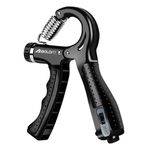 Boldfit Adjustable Hand Grip Strengthener, Hand Gripper With Counter for Men & Women for Gym Workout Hand Exercise Equipment for Forearm, Finger Exercise Power Gripper - 60kg,Alloy Steel,Black