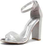 Herstyle Rosemmina Womens Open Toe Ankle Strap Chunky Block High Heel Dress Party Pump Sandals Silver Size: 8.5