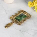 PURESTORY Vintage-Inspired Small | Antique | Vintage | Hand Mirror | Princess Mirror | Gold Plating Metal Hand Mirror | Makeup, Travelling, Salon Mirror | Decorative Antique Item | Framed