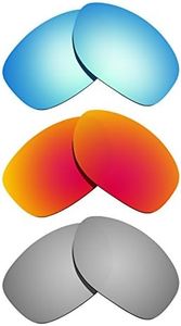 Littlebird4 3 Pairs Polarized Replacement Lenses for Oakley Pit Bull- Multiple Options (Titanium-Orange-Ice Blue)
