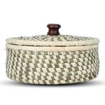 Bhumee Creations Handmade Sabai Grass Box For Roti/Chapati/Paratha/Dry Fruits | Kitchen Decor Cum Utility (Green,round)