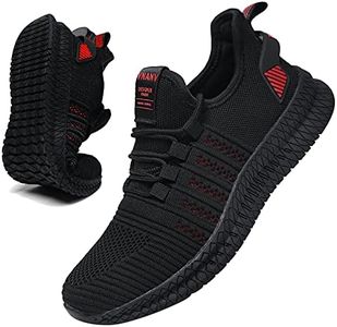 VNANV Mens Slip On Walking Shoes Lightweight Breathable Non Slip Running Shoes Comfortable Gym Tennis Comfortable Athletic Fashion Sneakers for Men, Red, 17 US