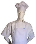 White Apron+ White Hat Chef Set Lite Fabric Adults Size