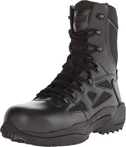 Reebok Mens Rapid Response Rb Safety Toe 8" Stealth with Side Zipper Military and Tactical Boots, Black, Black, 10