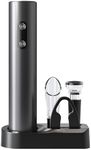 ECGER Electric Wine Bottle Opener - Automatic Corkscrew with Foil Cutter, Wine Pour, Wine Stopper and Storage Base, Black, Gifts for Wine Lovers (Battery Operated)