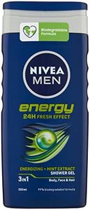 Nivea Men Energy ducha champú Estimulante con extractos de menta 250 ml, pack de 3