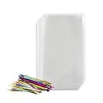 200 Pack Clear Plastic Cellophane Bags - Goodie Bags | 3X4 With 4" Twist Ties | Candy Bags | Cookie Bags | Treat Bags | Clear Gift Bags | Cellophane Treat Bags