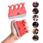 Healthtrek Finger Strengthener Finger Exerciser Finger Gripper Hand Strengthener for Forearm Hand Grip Workout Equipment for Musician, Rock Climbing and Therapy (Red)