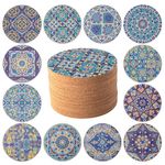 STARUBY 12 Pcs Cork Coasters, Coasters for Drinks, Coasters for Coffee Table, for Drinks Absorbent Kitchen Dining Room Decoration 10cm Round Blue