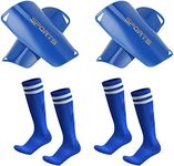 Set of 4 Pair Soccer Shin Guards and Soccer Socks for 6-13 Years Old Boys and Girls, Soccer Equipment Protection with Hard Protective Shell for Boys Girls