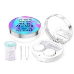 Contact Lens Travel Kit with Cleaner Washer, 5 in 1 Portable Contact Box with Mirror Tweezers Remover Tool Solution Bottle for Travel Daily Outdoor,Illusory Color