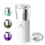 SANTECO Travel Mugs Coffee Cups 12oz/350ml, Insulated Stainless Steel Flask for Hot Drink Leakproof Double Wall Vacuum Car Tumblers Reusable to Go Mug for Hot/Ice Coffee Tea