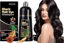 Black Hair Dye Shampoo for Grey Hair, 500ML Instant Hair Colour Shampoo 3 in 1, Hair Color & Long Lasting Hair Colouring Shampoo for Women Men, Black Hair Dye Coloring in Minutes