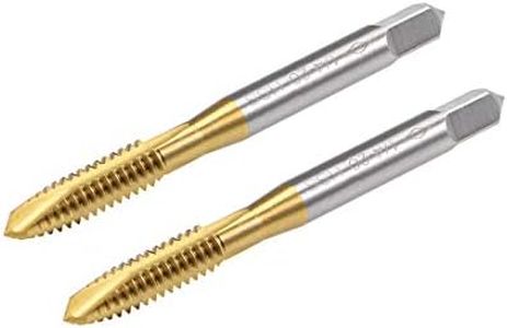 uxcell Spiral Point Plug Threading Tap UNC 1/4-20 Thread, Ground Threads H2 3 Flutes, High Speed Steel HSS 6542, Titanium Coated, Round Shank with Square End, 2pcs