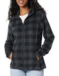 Amazon Essentials Women's Classic-fit Long-Sleeved Full Zip Polar Soft Fleece Jacket (Available in Plus Size), Charcoal Mini Buffalo Plaid, M