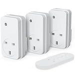 SURNICE Remote Control Plug Socket, 13A/3000W Wireless Remote Light Switch, 40m/130ft Long Range for Household Appliances, 3 Pack Sockets and 1 Remote