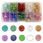 Gocelyn 200 Pcs 8mm Natural Stone Beads, 9 Colors Smooth Crystal Crackle Glass Beads Round Loose Spacers Craft Beads For Necklace Friendship Bracelet Earring Jewelry Making Festival Ornament