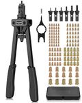 eSynic Professional 14 Inch Rivnut Tool Kit Heavy Duty Hand RIV Nut Gun Set with 125Pcs M3 M4 M5 M6 M8 M10 Rivet Nuts&6 Nut Riveter Mandrel-Save Effort for Garage Repairs, Workshop Metalworks etc.