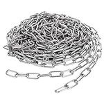 JMIATRY 8 Metres Length 304 Stainless Steel Chain, 3mm Heavy Duty Chain Links, Galvanized Steel Welded Link Chain Lift for Fence Gate, Garage Doors, Swing Chain and Bicycle Security Lock