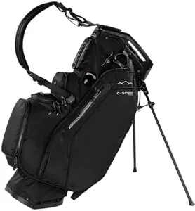 Sun Mountain Men's C130 VLO Lightweight Hybrid Golf Bag 15-Way - 7 Pockets, Single Strap System, Push-Electric-Riding Cart Compatible Compression Base, 2026 Model - Black