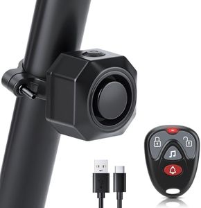 POWVINE USB Rechargeable Bike Alarm,Max 110dB Motorcycle Alarm with Remote＆7 Levels Sensitivity Bike Alarms for Ebikes, Anti Theft Vibration Motion Sensor Alarm for Car Motorcycle Scooter Ebike