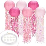 Jellyfish Paper Lanterns,Under The Sea Party Decorations 6Pack 8Inchwith String and Hooks,Hanging Jelly Fish for Mermaid Birthday,Ocean Themed,Birthday,Party,Classroom Decorations