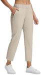 Seamaid Women's Golf Pants with Deep Pockets 7/8 Stretch Athletic Travel Pants for Casual Lounge Cream M