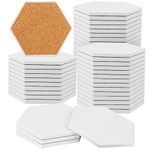 50 Pieces 3.75 Inch Hexagon Blank Ceramic Coasters, Unglazed Ceramic Tiles Coasters, Ceramic Tiles with Cork Backing Pads for Painting, DIY Crafts, Mosaics, White.by GNIEMCKIN