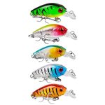 OriGlam 5pcs Topwater Fishing Lures, Fishing Lures Swimbait Crankbait Fishing Hard Baits, Fishing Lures Kit for Bass Trout Pike Perch