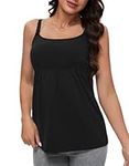 Sosolism Women's Maternity Nursing Tank Tops Cotton Cami for Breastfeeding Shirts with Adjustable Straps Black