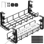 REFLYING Under Desk Cable Management No-Drill Cable Basket Metal Wire Cable Tray for Managing Cables and Power Strips, Black, 2 Packs