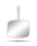 PROTECLE Hand Mirror, Handheld Makeup Mirror with Handle for Barber Hairdressing (Square White 10.3"x7.4")