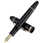 Jinhao X159 Fine Nib Fountain Pen, Black with Golden Clip Acrylic Big Size Writing Pen