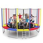 Shopster Fitness GS 16 Feet Jumping Trampoline for Kids & Adults with Safety Enclosure net, Jumper Mat (Supports Weight Capacity of 350 Kgs), Indoor & Outdoor, Heavy Duty (Dia- 16 ft), Rainbow