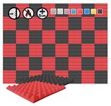 Arrowzoom 48 Acoustic Panels Pyramid Sound Absorbing Acoustic Treatment 50x50x5cm Recording Studio Noise Cancellation 26kg/m3 High Density Acoustical Dampening Fire Retardant 1034 BLACK RED