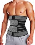 KIWI RATA Sauna Waist Trimmer Belt, Wide Men Workout Waist Trainer, Sweat AB Belt with Adjustable Double Straps, Weight Loss Back Support Neoprene Snug Fit Belly Belt