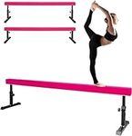 RUN.SE RUN.SE 8ft Adjustable Balance Beam Gymnastics Exercise Training Equipment, Gym with Legs Suede Balance Beam High and Low Floor Gym Training Beam, Pink