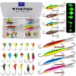 THKFISH Ice Fishing Lures Ice Fishing Jigs Ice Fishing Gear Hard Fishing Lures Ice Fishing Kit Crappie Panfish Jigs A-26pcs
