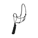 SIE Rope Halter for Horses with 8 ft Lead Rope 4 knot Horse Halters (Black)