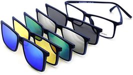 BAUHAUS Magnetic Clip on Sunglasses for Men & Women Polarized UV Protection Retro Square Eyeglasses Fit Over Night Driving
